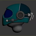 Turquoise Stylish Helmet With Blue Visor And Metallic Earmuffs Design