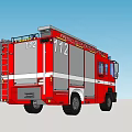 Red Fire Vehicle With Emergency Rescue Equipment And Fire Department Markings