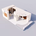 Miniature Interior Space Model With White Curved Walls Counter And Circular Design Elements 3d model