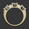 Elegant Golden Ring With Shiny Gemstones And Exquisite Metal Band Design For Daily Use