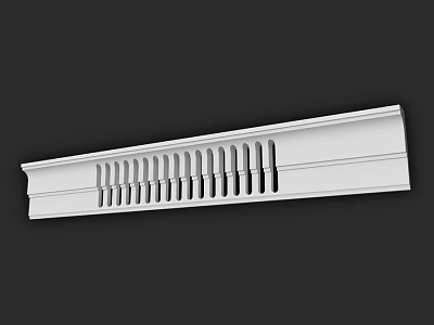 White Decorative Architectural Component With Linear Perforated Design And Smooth Surface 3d model