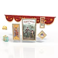 Gallyweed Themed Decorative Scene With Red Star Banner Posters Gift Box And Golden Accents