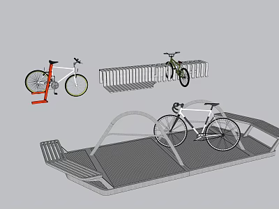 Outdoor Bicycle Parking Facility Design With Metal Racks And Bike Stands 3d model