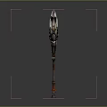 Intricate Metallic Scythe Weapon Design With Decorative Gear And Orange Handle