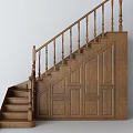 Elegant Wooden Staircase Design with Storage Cabinets and Open Shelves for Home Interior