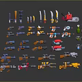 Colorful Toy Weapons Collection Featuring Various Types And Designs On