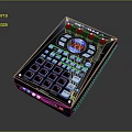 Professional Audio Mixer Controller With Red Green Buttons Circular Blue Display And Knobs