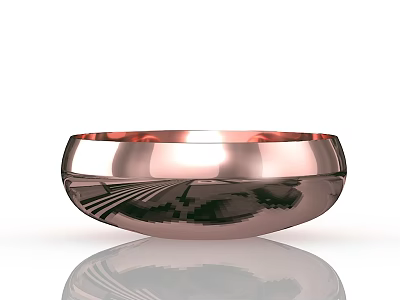 Rose Gold Metallic Bowl With Smooth Surface And Shiny Reflection 3d model