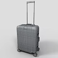 Silver Hard Shell Suitcase With Vertical Stripes Telescopic Handle And Rolling Wheels 3d model