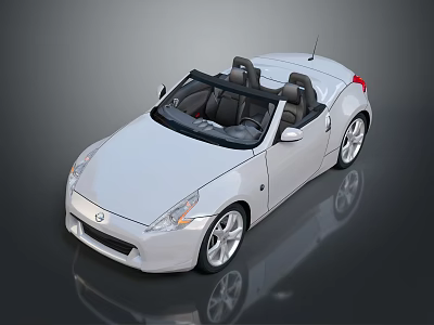 White Modern Convertible Sports Car With Black Soft Top Two Seats And Silver Wheels 3d model