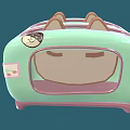 Cute Green Toaster With Cartoon Design And Pink Accents Transparent Window