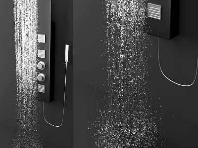 Modern Black Shower Faucet With Water Flow And Control Panel Features 3d model