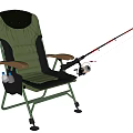 Green Black Outdoor Chair with Armrests Fishing Rod Holder Side Pocket and Water Bottles