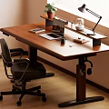 Modern Log Style Computer Desk Office Desk 3d model