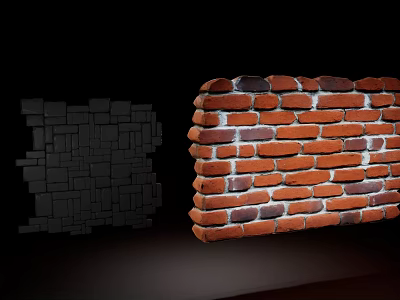Red Brick Wall With Black Silhouette And Lighting Effect In Interior Design 3d model