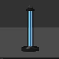 Modern Standing UV Light with Transparent Tube Black Base and Blue Light