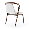Modern Dining Chair With Wooden Frame And White Upholstered Seat Curved Backrest Design
