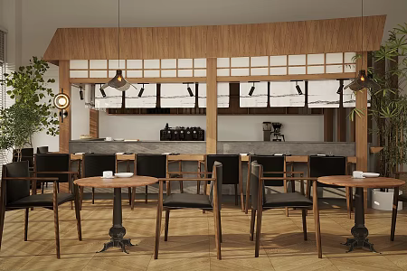 Log Wind Cafe Operator Milk Tea Shop Workbench Restaurant Water Bar Coffee Shop Workbench Cashier Front Desk Coffee Machine Coffee Grinder 3d model