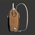 Functional Brown Canvas Backpack With Minimalist Design White Straps And Zipper Pocket