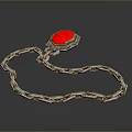 Fashionable Daily Life Accessory Necklace With Red Gemstone Pendant And Silver Chain