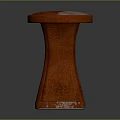 Unique Red Stool With Round Top And Cracked Texture Design