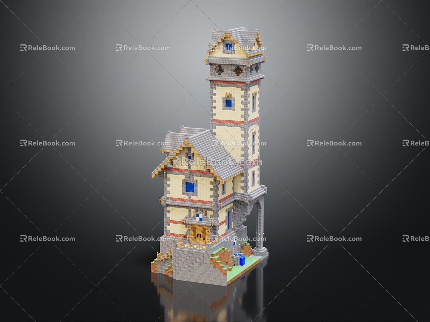 Modern Building Block Square House Square House 3d model