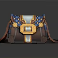 Stylish Blue And Gold Leather Shoulder Bag With Hexagon Patterns And Ornate Buckle
