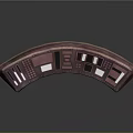 Futuristic Curved Control Console With Red Lighting And Multiple Displays Panels 3d model