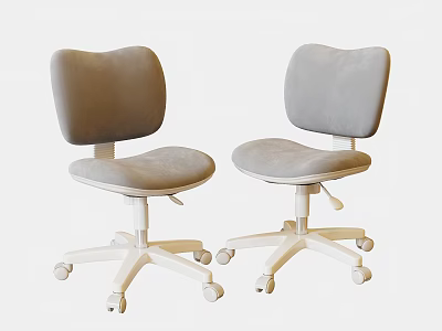 Gray Office Chair With Backrest Seat Cushion And White Base Wheels 3d model