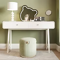 Cream Style Dressing Table Dressing Table Dressing Stool Cosmetic Ornaments Mirror 3d model