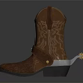 Classic Brown Leather Western Boots With Embroidered Shaft Decorative Buckle And Black Sole