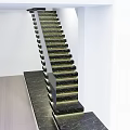 Modern Interior Staircase With Black Steps And Lighting On White Walls 3d model