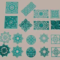 Teal Decorative Wall Hangings With Various Geometric Shapes And Intricate Patterns