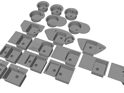 Various Kitchen Sink Models With Different Designs And Shapes For Modern Kitchens 3d model