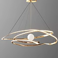 Modern Elegant Chandelier Design With Golden Rings And White Sphere For Contemporary Spaces