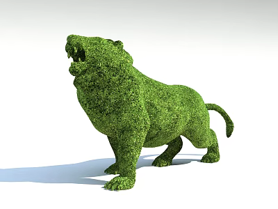 Green Bush Topiary Sculpture Shaped As Lion For Garden Decoration 3d model