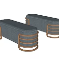 Modern Gray Sofa Bench With Brass Frame And Upholstered Seat Design