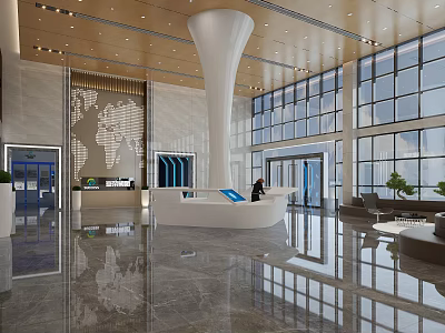 Modern Hall Corporate Lobby 3d model