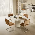 Cream style restaurant table and chairs 3d model