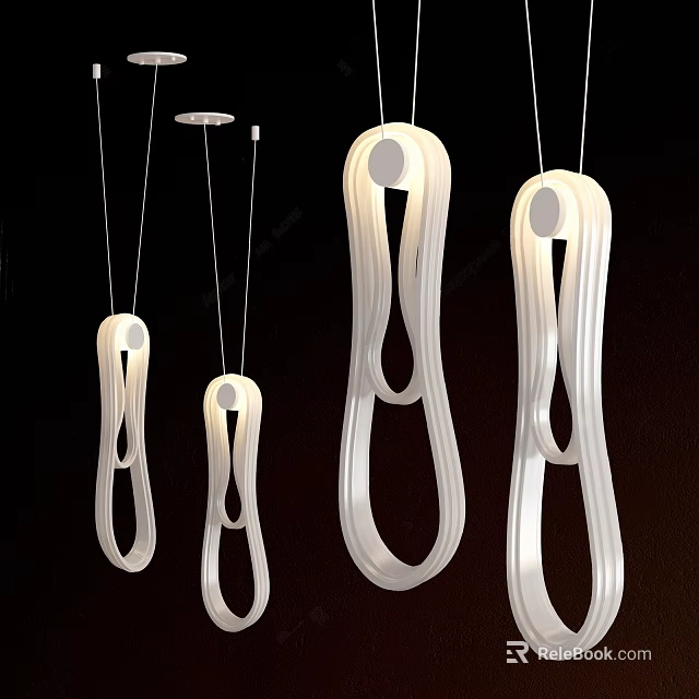 Sleek Modern White Pendant Lights With Curved Design For Home Interior Decoration 3d model 