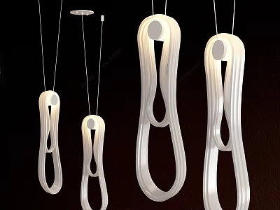 Sleek Modern White Pendant Lights With Curved Design For Home Interior Decoration 3d model