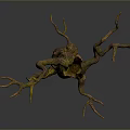 Fantasy Plant Sculpture With Tree Trunk Body And Branch Limbs In Green Brown