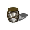 Handwoven Rattan Round Stool With Stylish Woven Structure For Living Room Decor