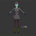 Game Film Character In Beige Uniform With Hat Red Armband Brown Boots And Handgun