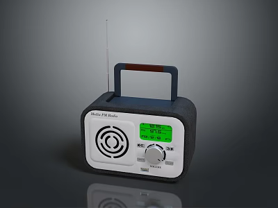 Retro Radio King Portable FM Radio With Green Display Antenna Handle And Knob 3d model