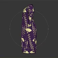 Elegant Purple Robe Featuring Gold Ginkgo Leaf Ornate Pattern Design