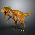 Realistic Tyrannosaurus Rex Dinosaur 3D Model With Open Mouth And Green Yellow Skin