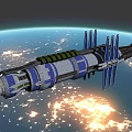 Astronaut Floating Near Space Station in Earth Orbit With City Lights