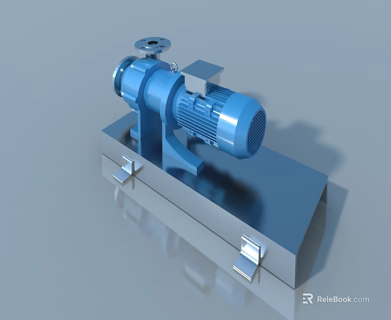 Blue Metal Flush Door Structure With Stable Platform Base And Smooth Surface 3d model