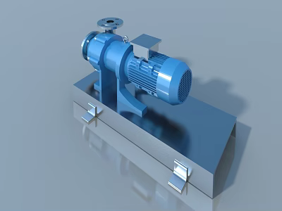 Blue Metal Flush Door Structure With Stable Platform Base And Smooth Surface 3d model